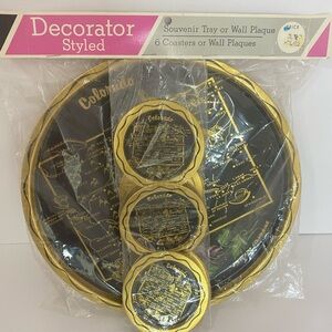 Retro Bar Tray & Coasters in Original Packaging